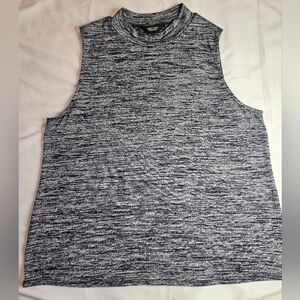 Simply Vera Vera Wang Womens Blue Heathered Sleeveless Mock Turtleneck Size Lrg